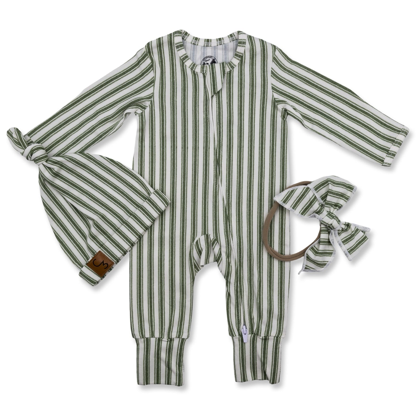 Silent Night Vintage Stripe Christmas Folding Feet Jammies