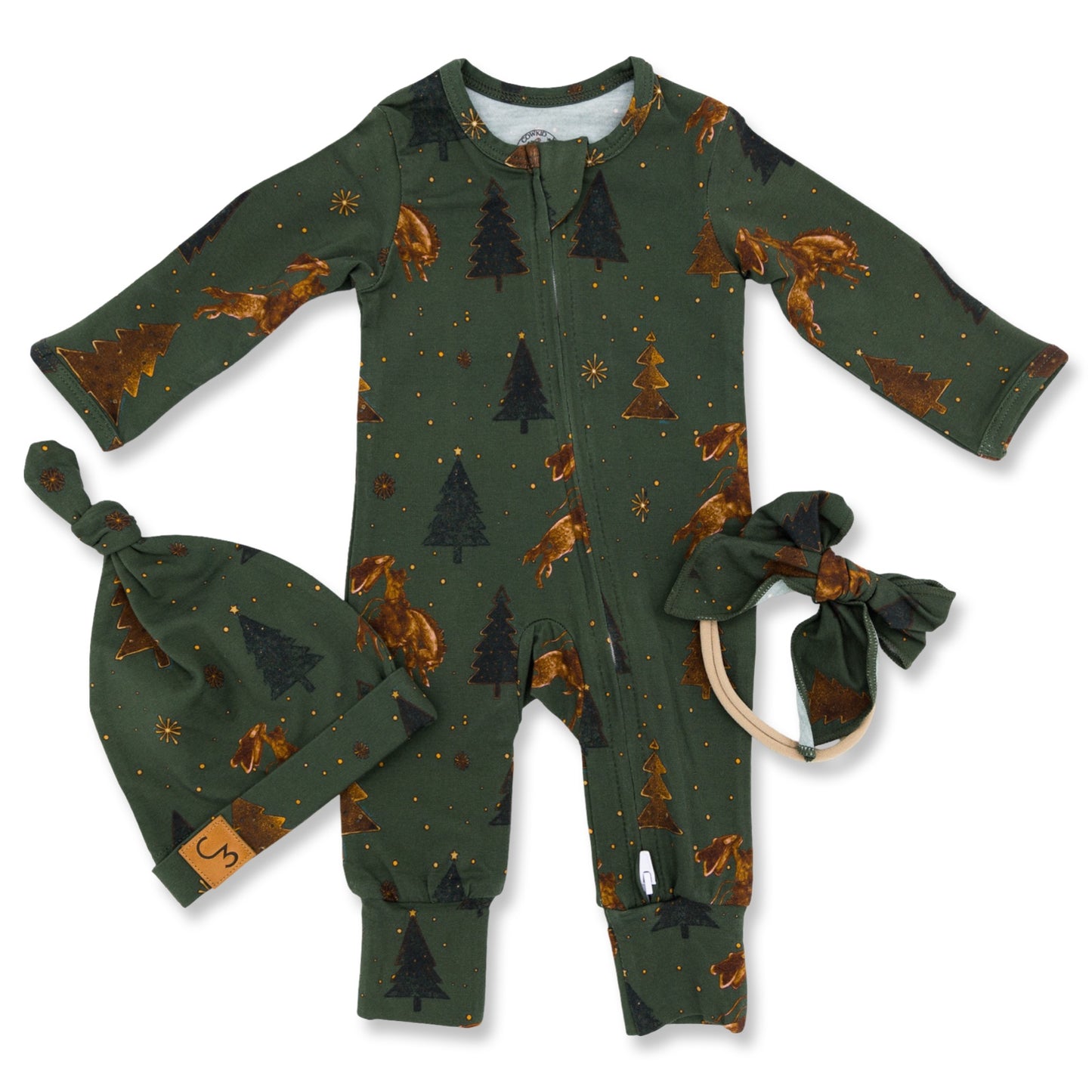 Santa Claus is Coming to the Ranch Christmas Folding Feet Jammies