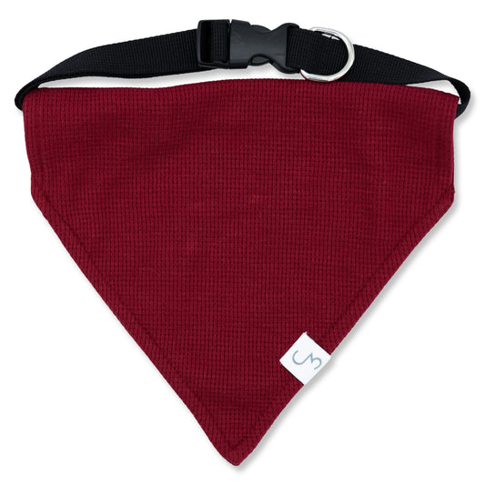 Red Waffle Long John Adjustable Dog Collar with Bandana