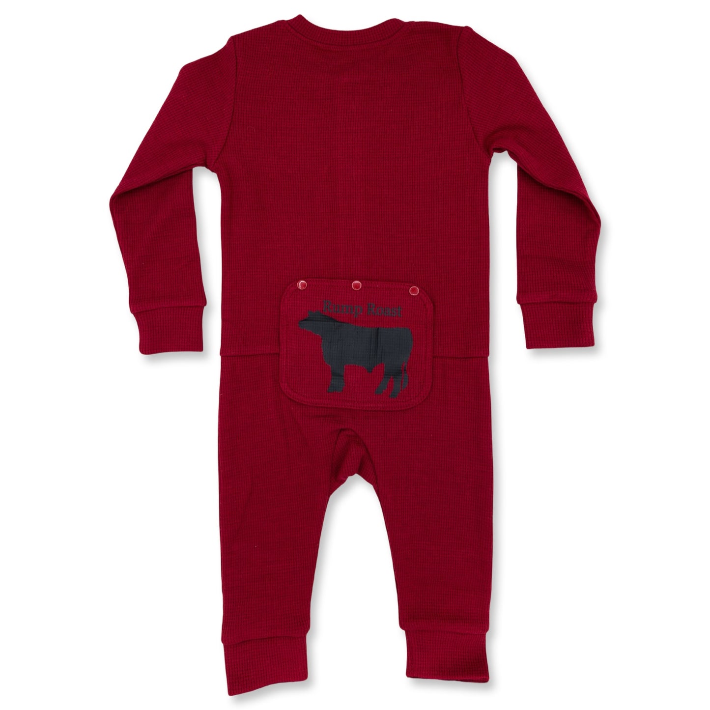 Red Waffle Long John Set with Butt Flap / Rump Roast (Infant-Adult)