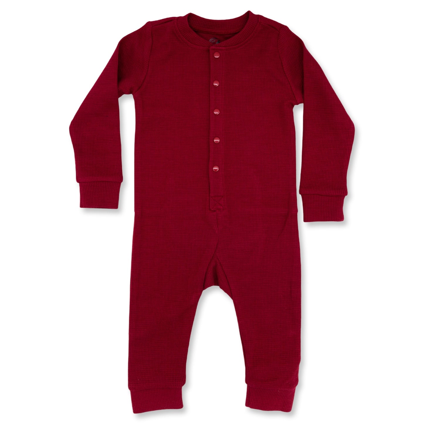 Red Waffle Long John Set with Butt Flap / Rump Roast (Infant-Adult)