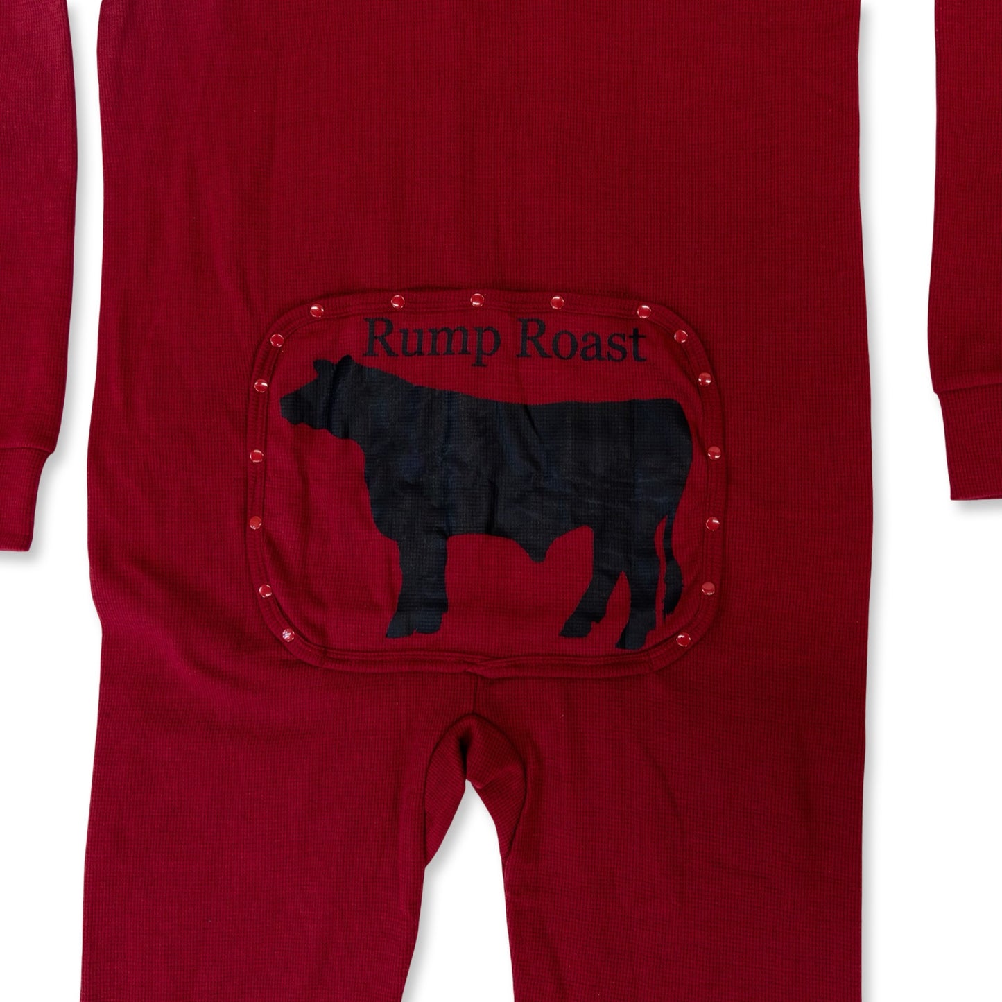 Red Waffle Long John Set with Butt Flap / Rump Roast (Infant-Adult)