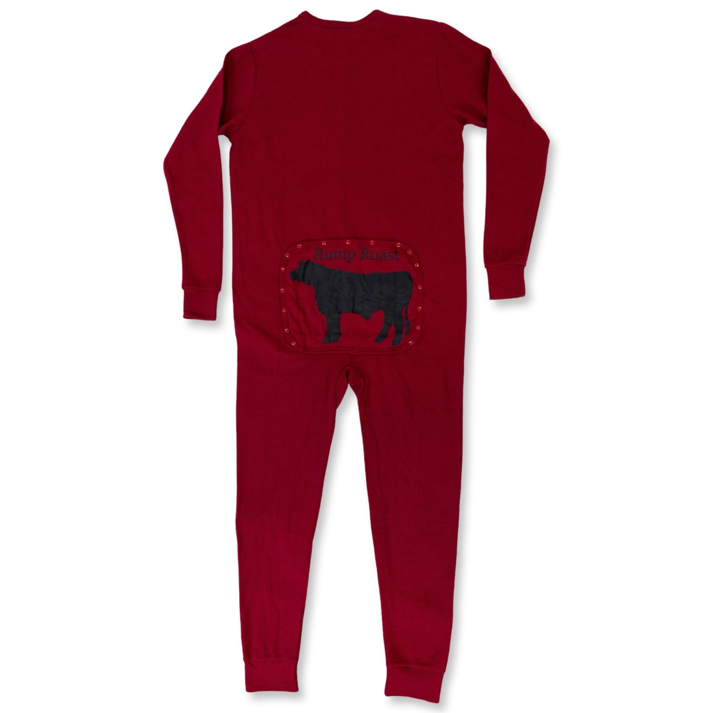 Red Waffle Long John Set with Butt Flap / Rump Roast (Infant-Adult)