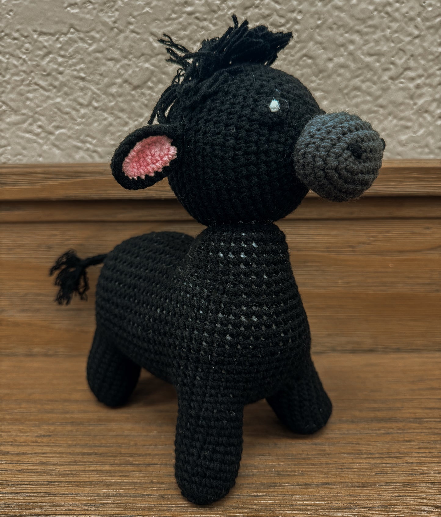 Handmade Crochet Angus Cow Plush