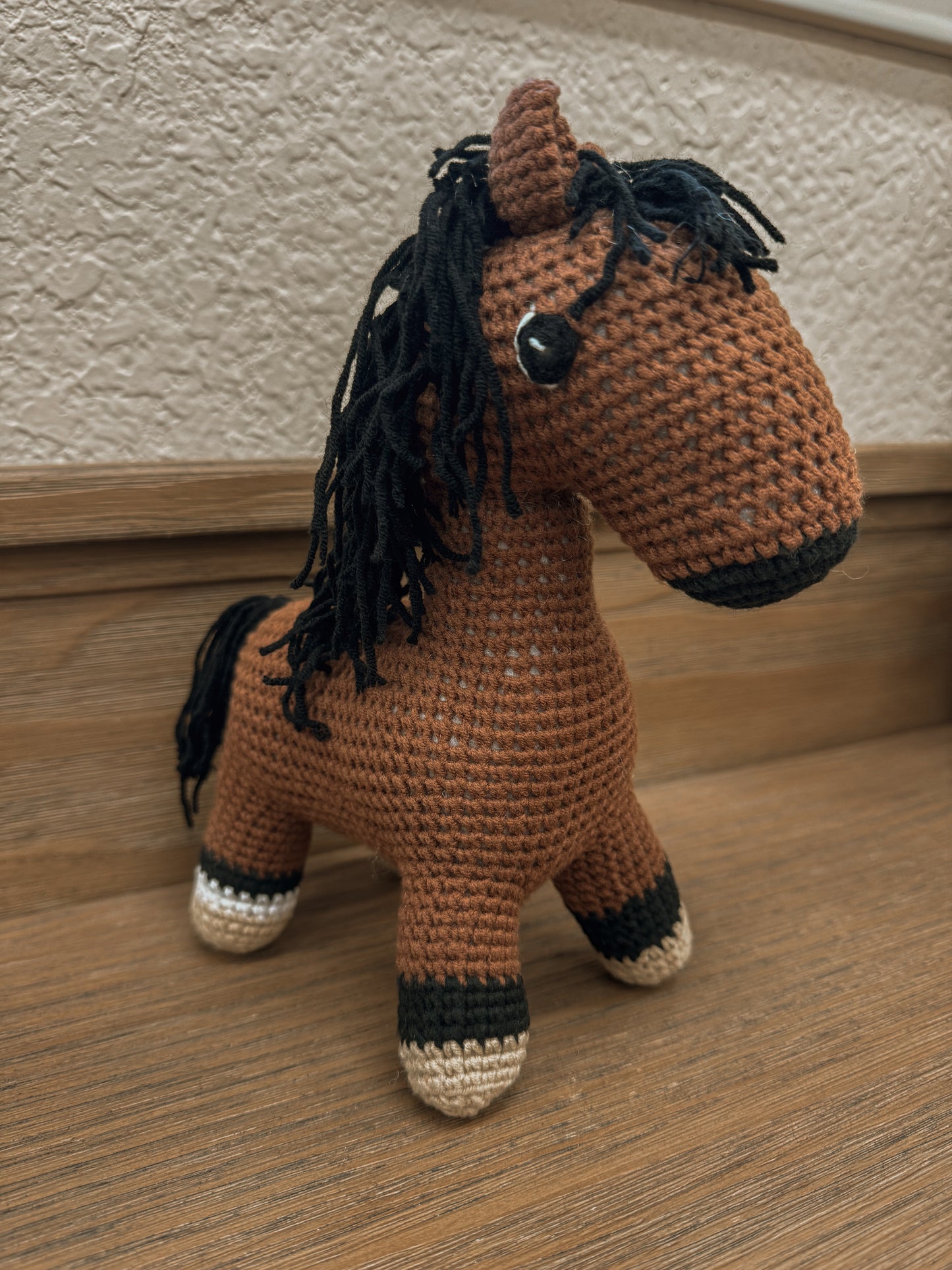 Handmade Crochet Bay Horse Plush