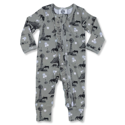Sweet Grass -Ruffled- Folding Feet Jammies