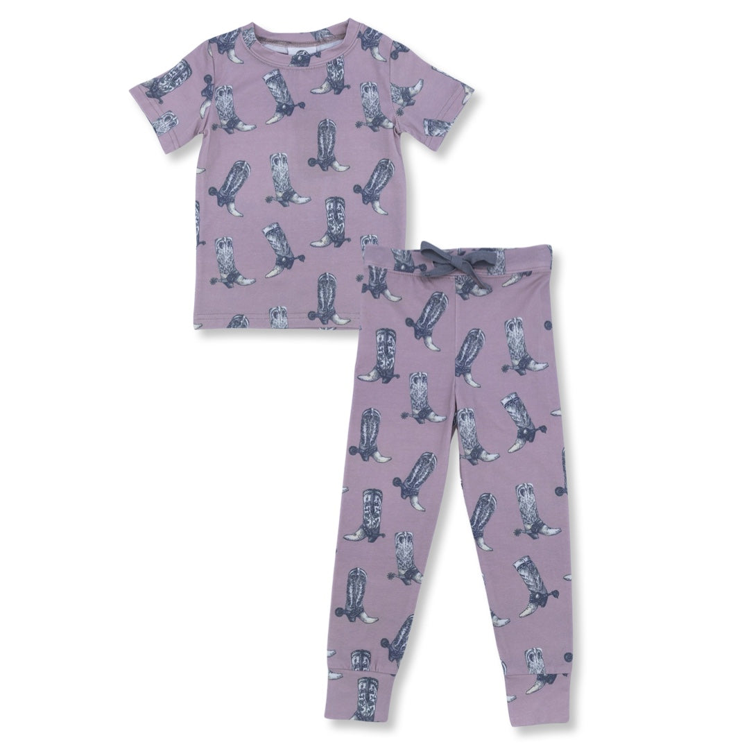 Dusty Rose Boots Short Sleeve Set