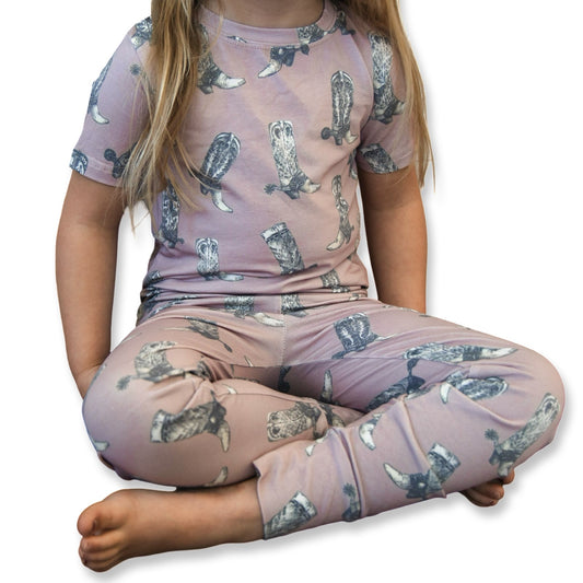 Dusty Rose Boots Short Sleeve Set