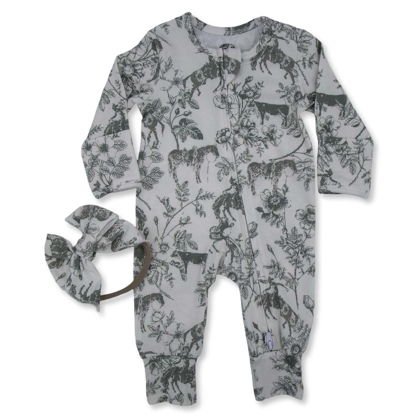 Western Daydream Sage Folding Feet Jammies