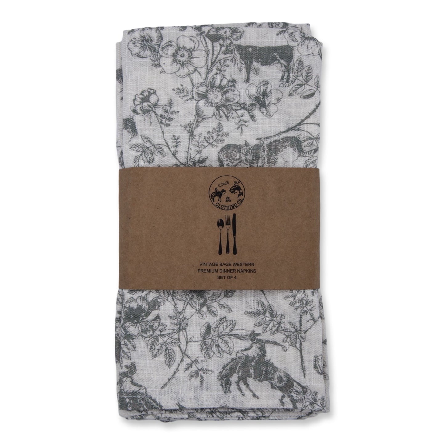 Western Daydream Sage ~Set of 4~ Cloth Napkins