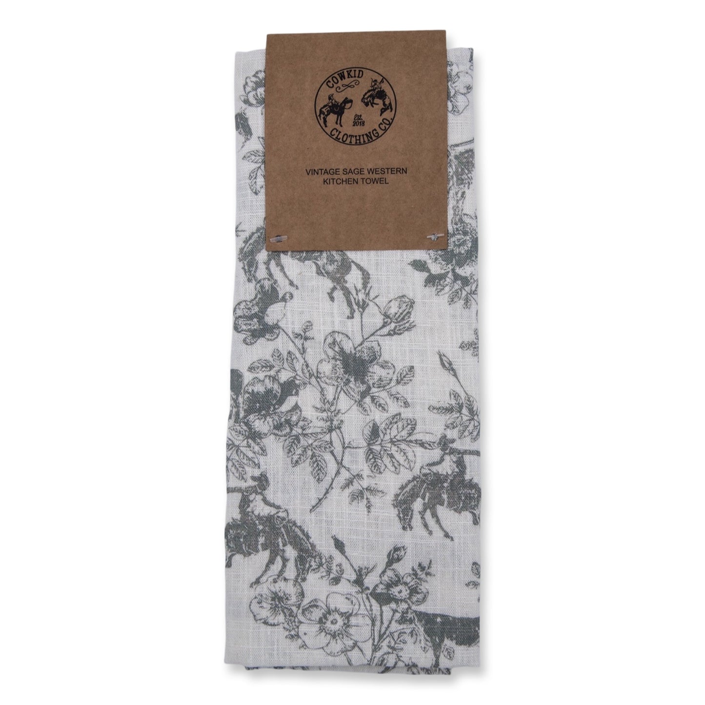 Western Daydream Sage Linen Kitchen Towel
