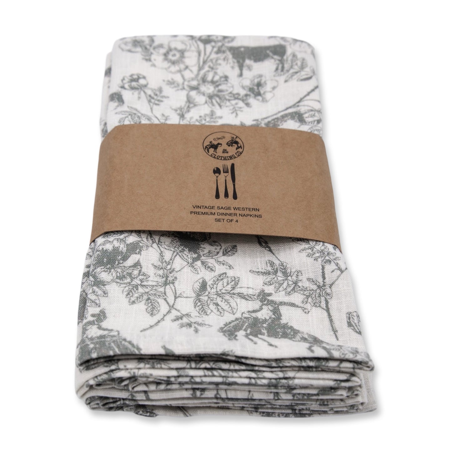 Western Daydream Sage ~Set of 4~ Cloth Napkins