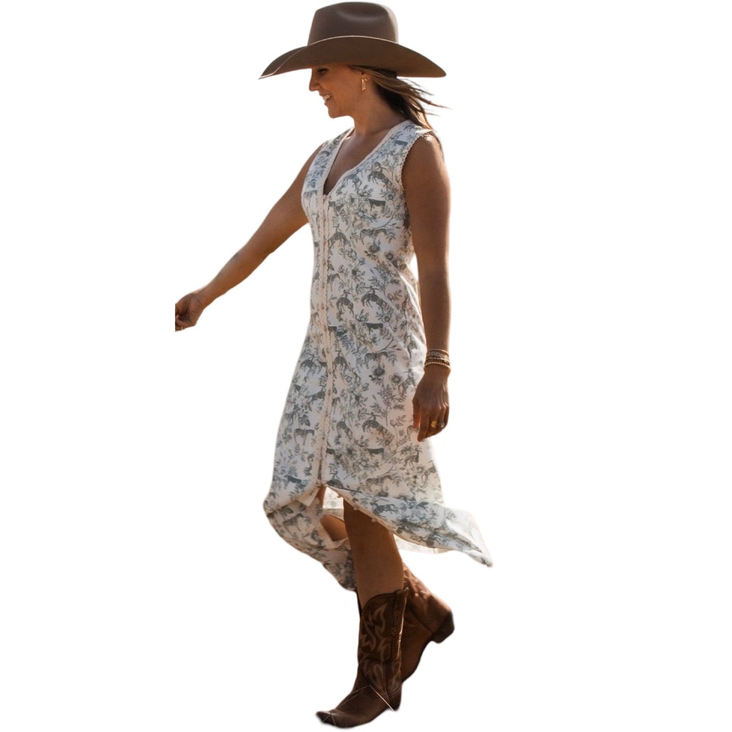 Western Daydream Sage Midi Dress