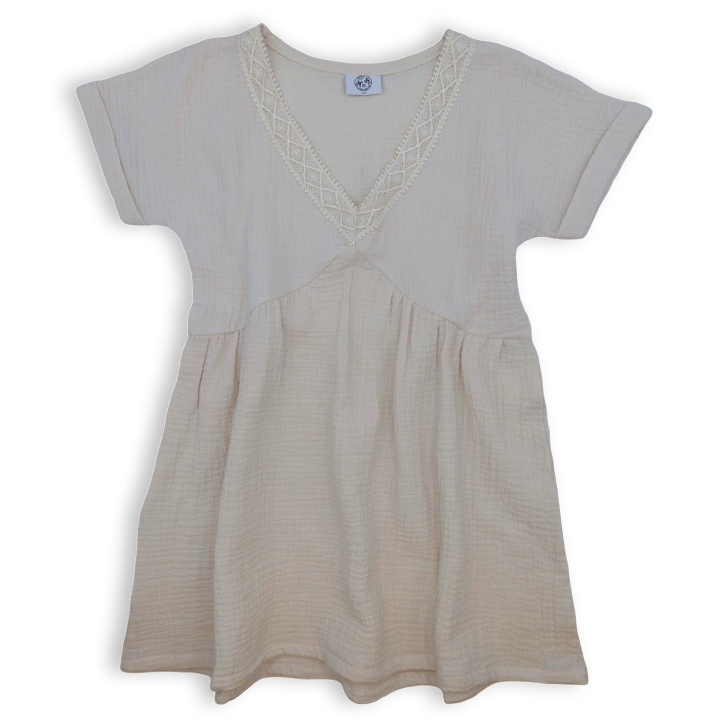 Beige Gauze Swim Cover with Lace Trim (Infant-Adult)