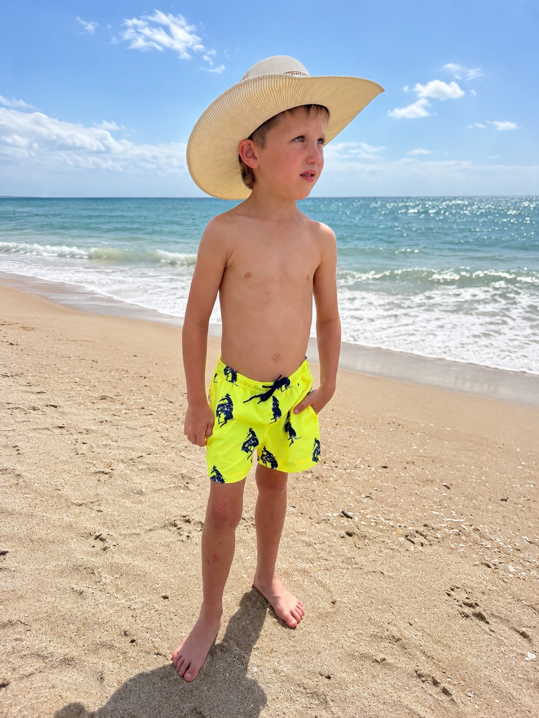 NEON Yellow Bronc Swim Trunks (Infant-Adult)