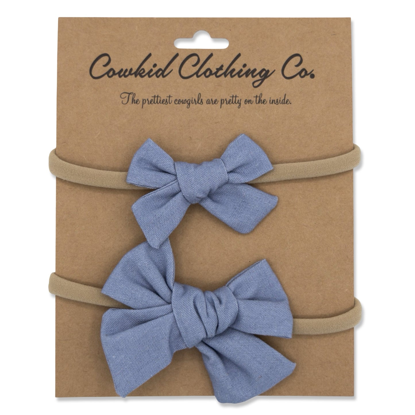 Denim Blue Linen 2-Piece Headband Set