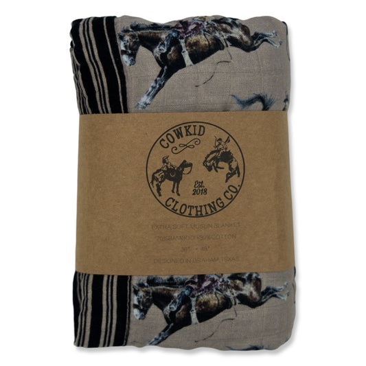 Rodeo Broncs Bamboo Muslin Blanket