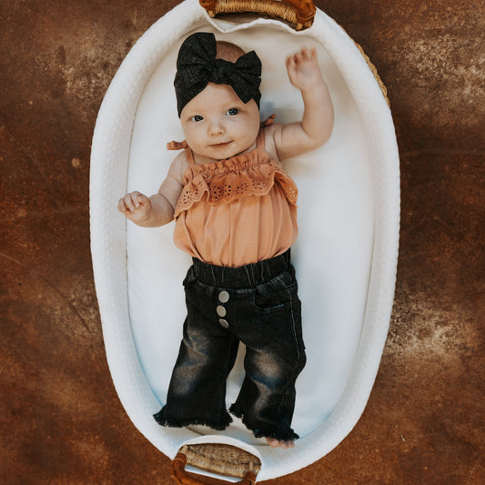 Faded Black Denim Bells