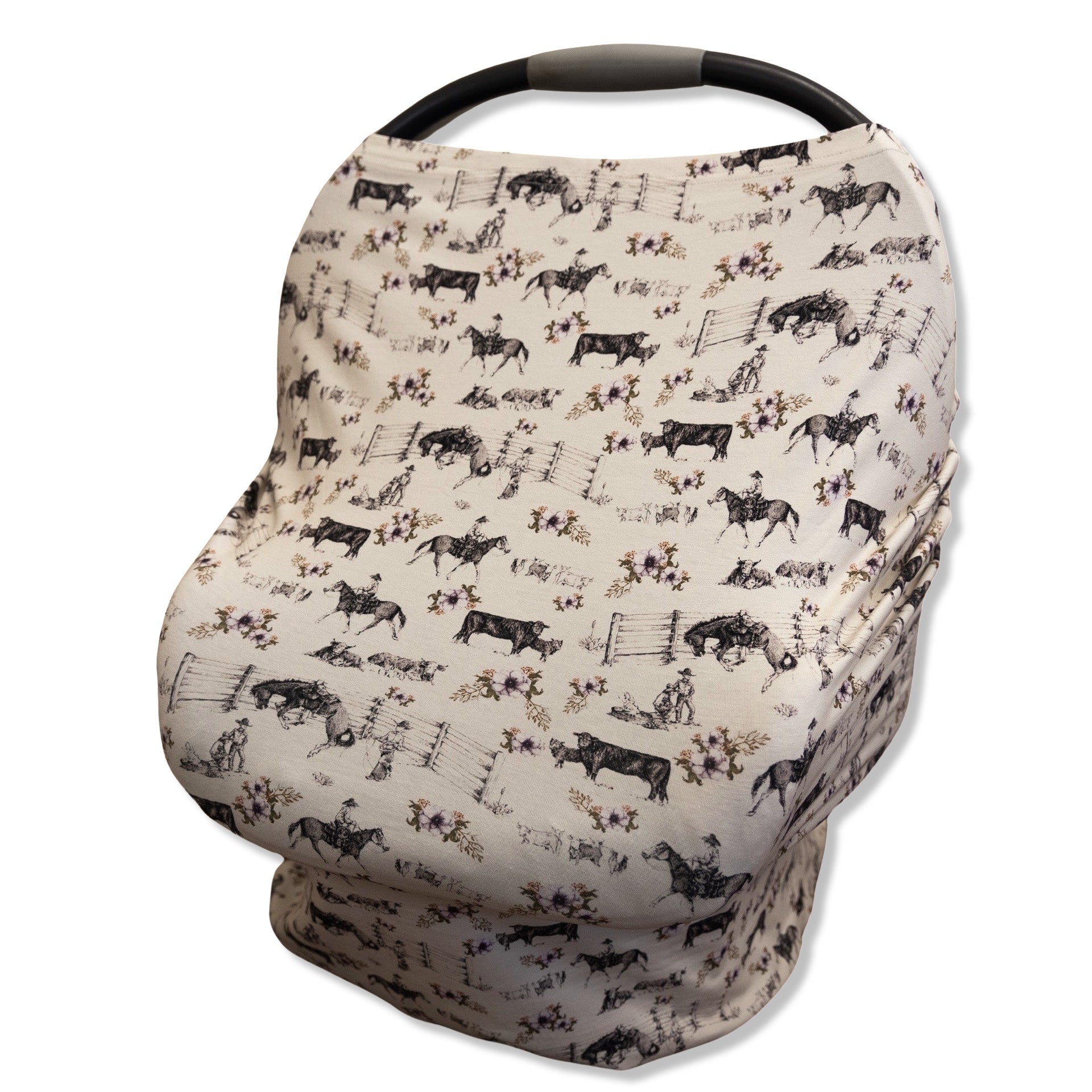 Carseat Covers Baby Girl Western Car Seat Covers For Babies JEOCODY Baby Brown Cow Print Cow Carseat Canopy Infant Western Diaper Bags For Baby Boy Shopping Cart Cover