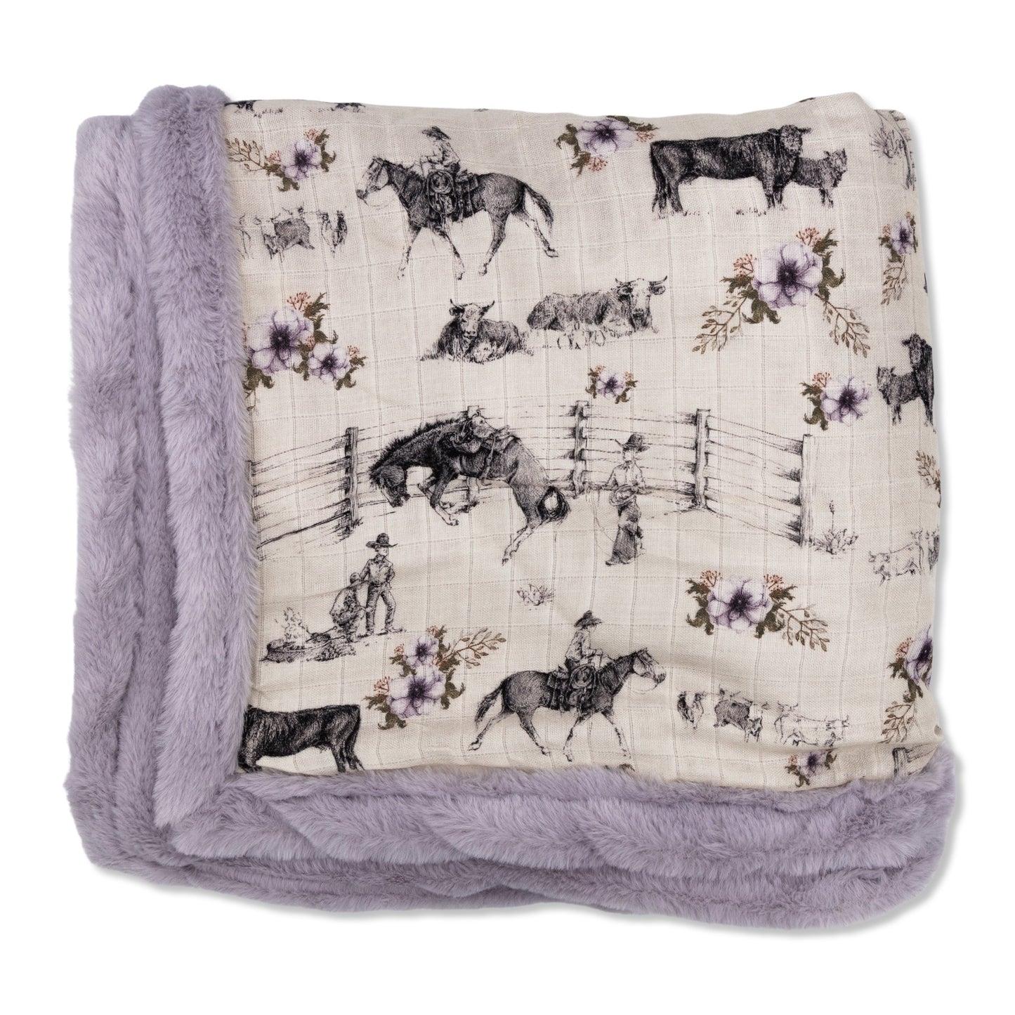 Western Serenity Bamboo Muslin/Minky Blanket