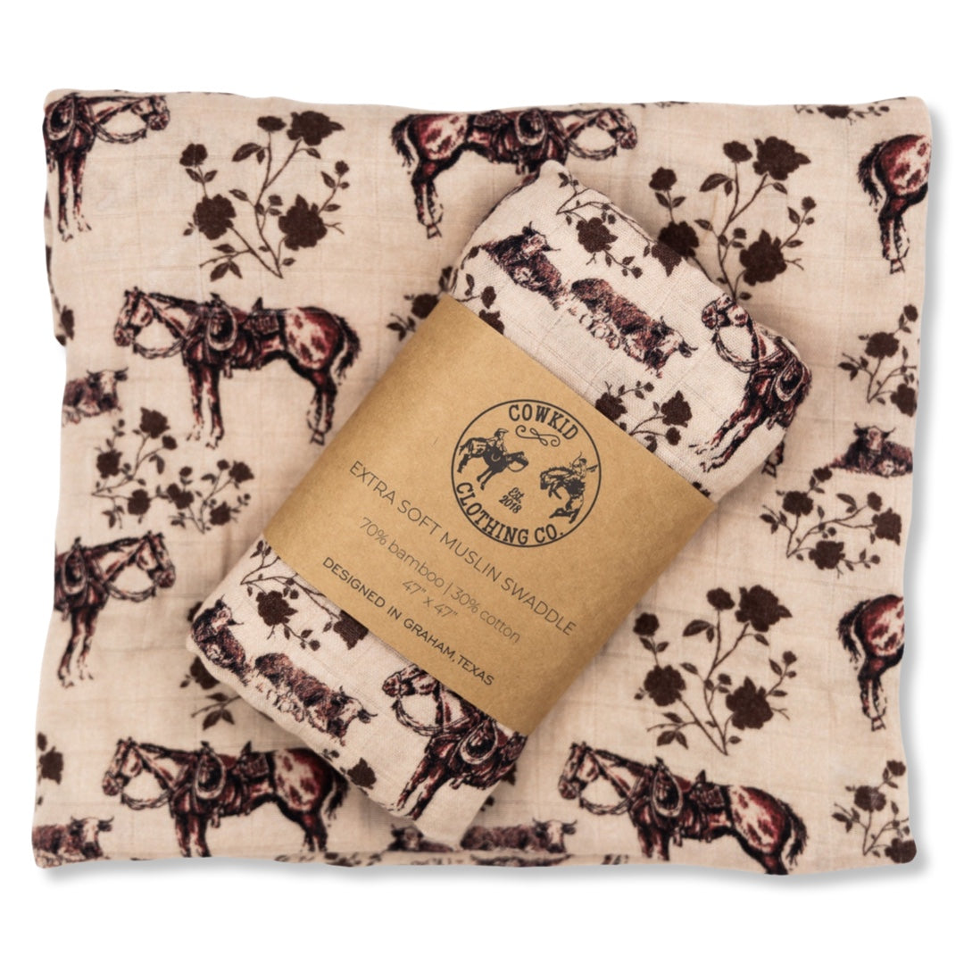 Prairie Rose Bamboo Muslin Swaddle