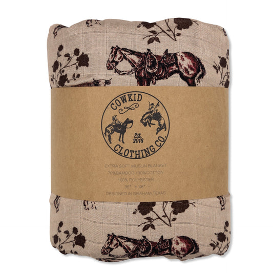 Prairie Rose Bamboo Muslin/Minky Blanket
