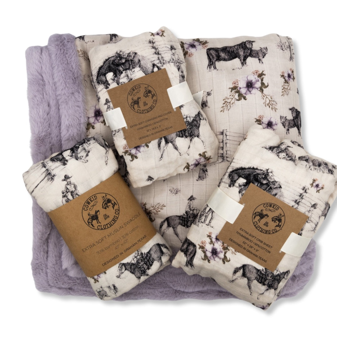 Western Serenity Bamboo Muslin/Minky Blanket