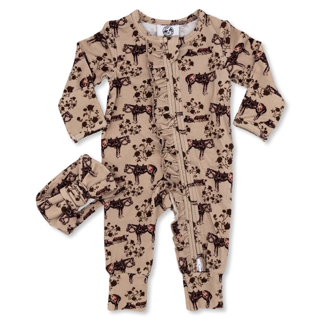 Prairie Rose -Ruffled- Folding Feet Jammies