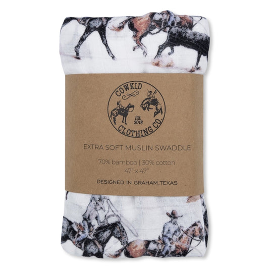 Stop the Clock Bamboo Muslin Swaddle