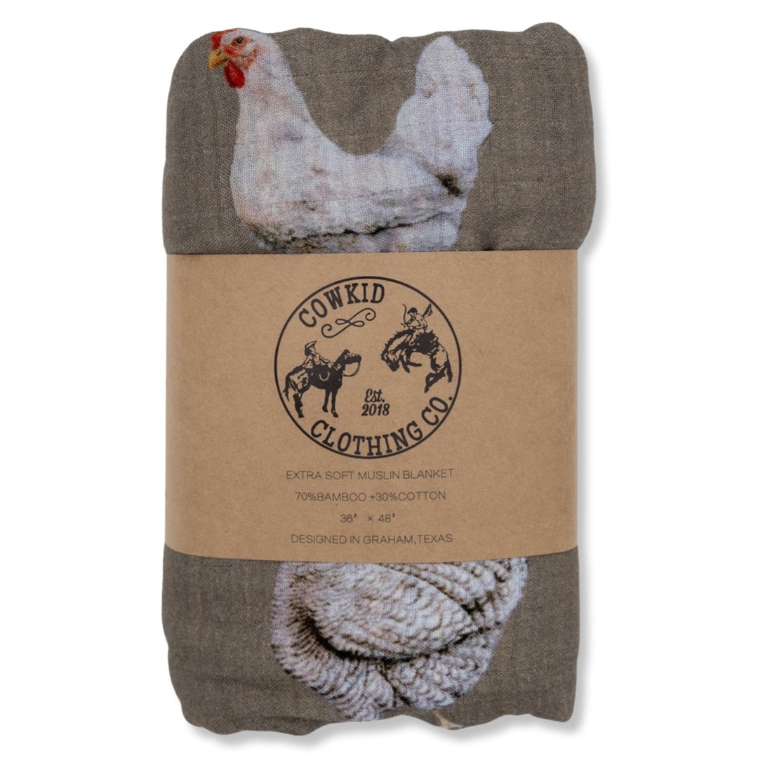 Chicken Bamboo Muslin Blanket