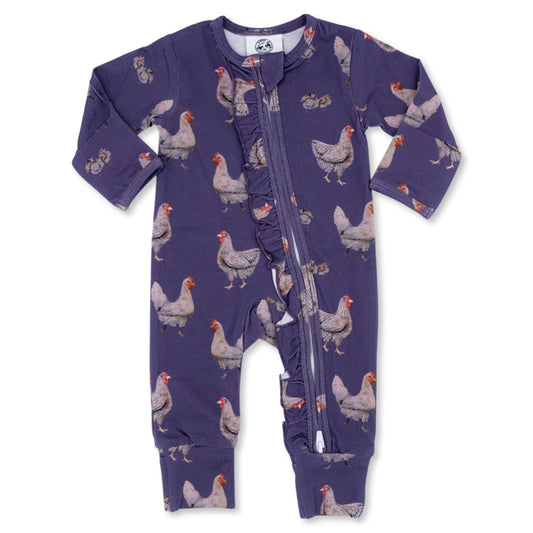 Purple Chicken -Ruffled- Folding Feet Jammies