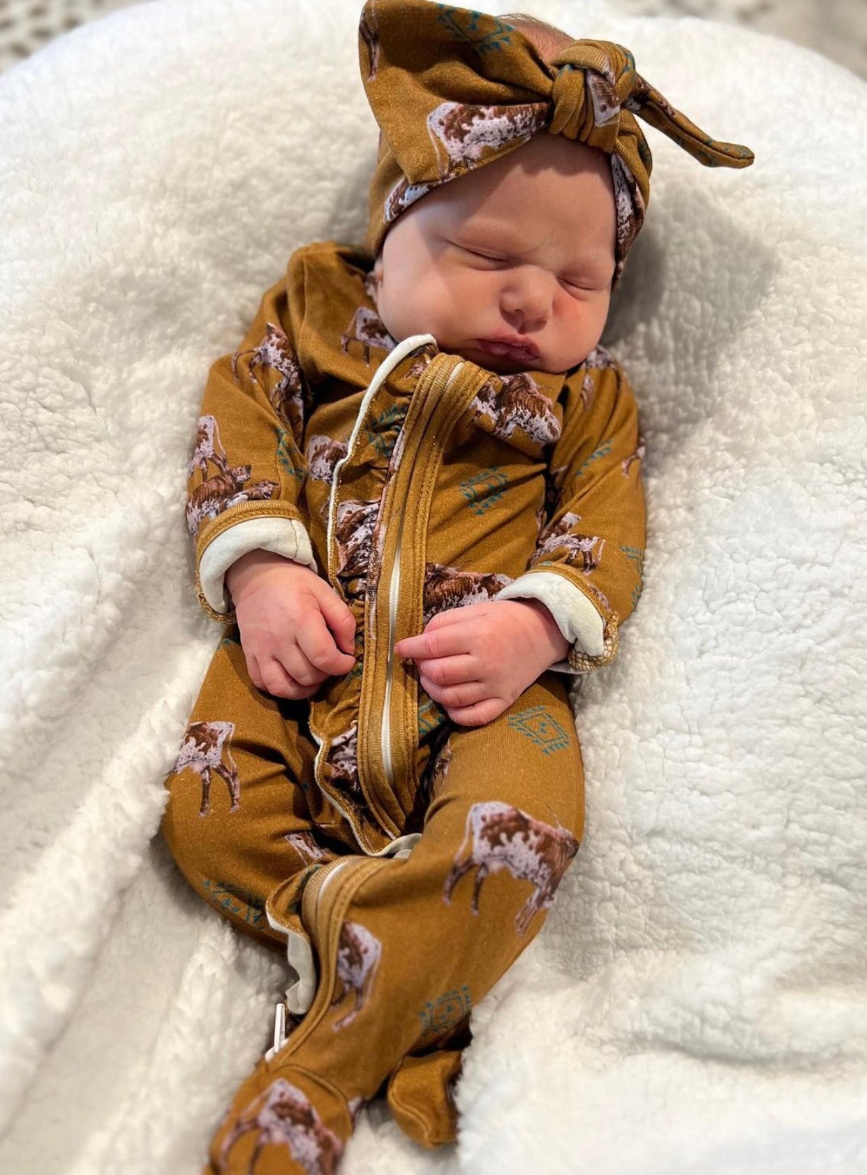 Southwest Longhorn -Ruffled- Folding Feet Jammies