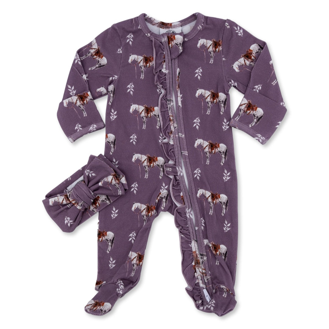 Mauve Ranch Horse -Ruffled- Jammies
