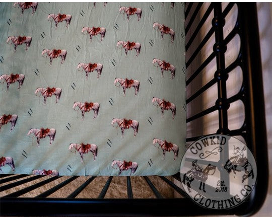 Sage Ranch Horse Bamboo Muslin Crib Sheet