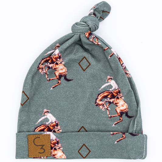 Teal Bronc Newborn Baby Hat