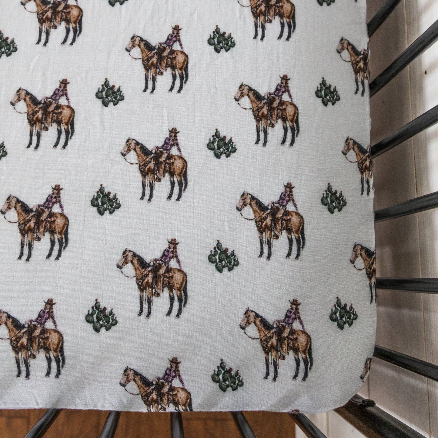 Cowgirls & Cactus Bamboo Muslin Crib Sheet