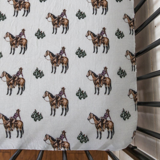 Cowgirls & Cactus Bamboo Muslin Crib Sheet
