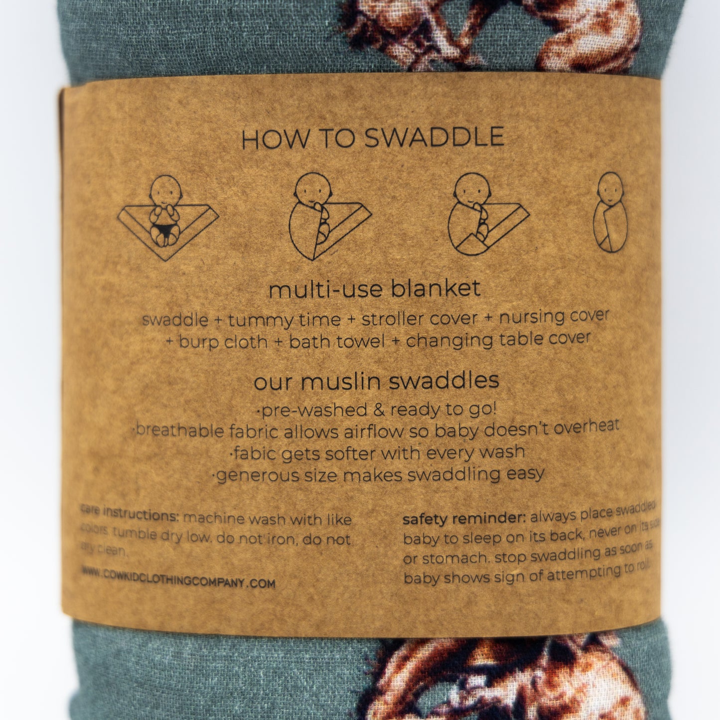 Teal Bronc Bamboo Muslin Swaddle