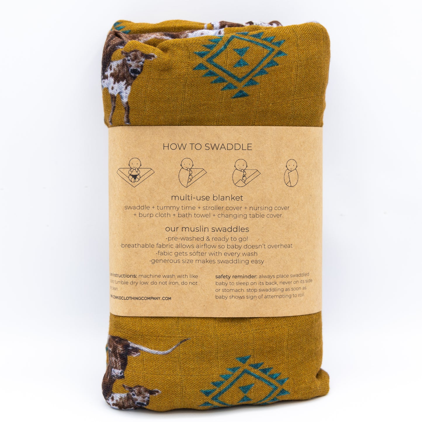 Southwest Longhorn Bamboo Muslin Swaddle