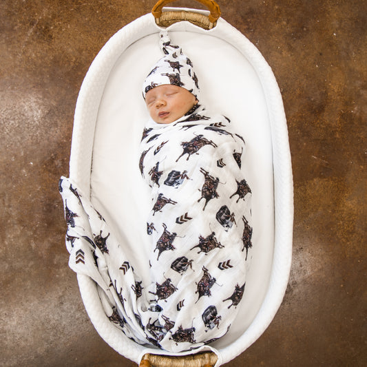 Bull Rider Bamboo Muslin Swaddle