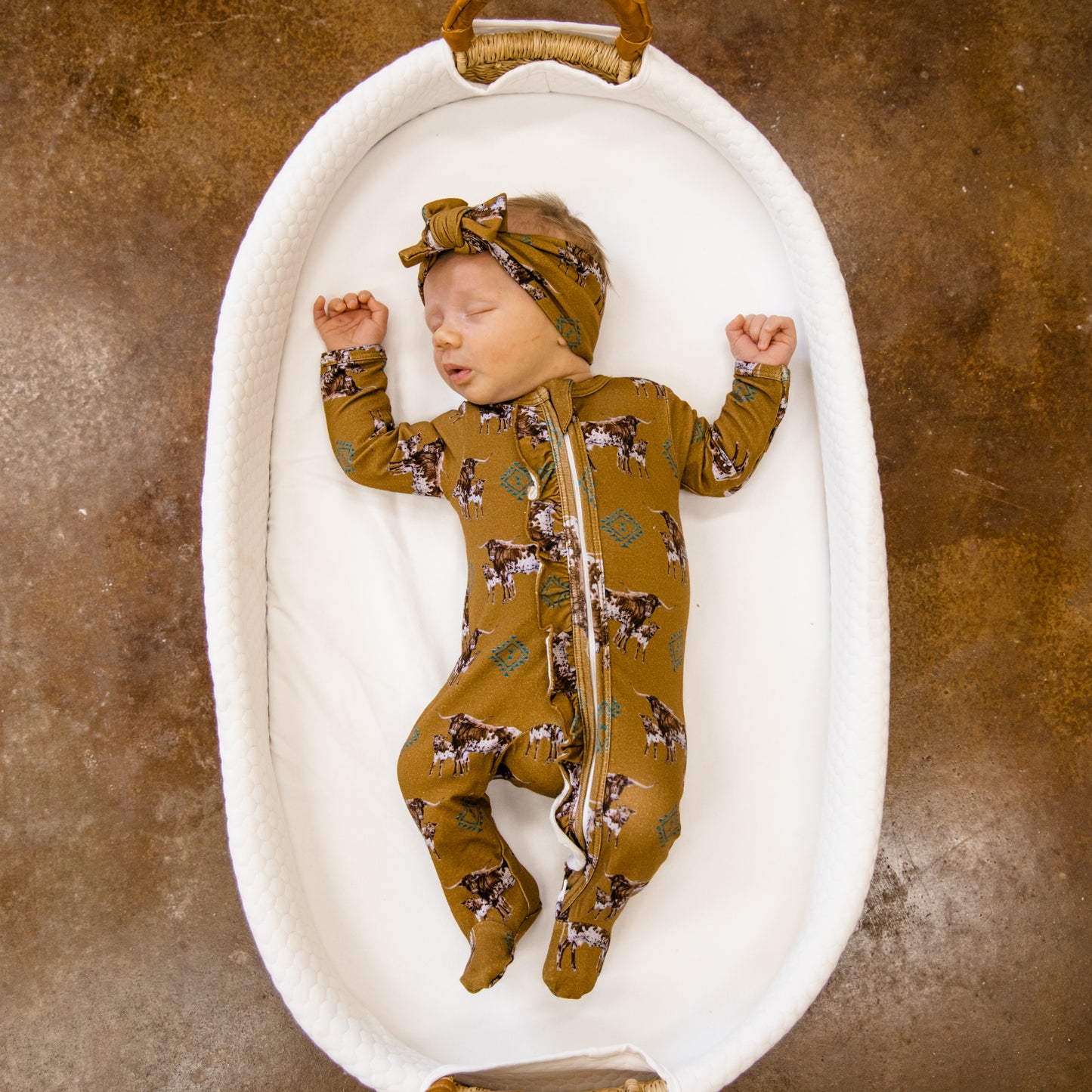 Southwest Longhorn -Ruffled- Folding Feet Jammies