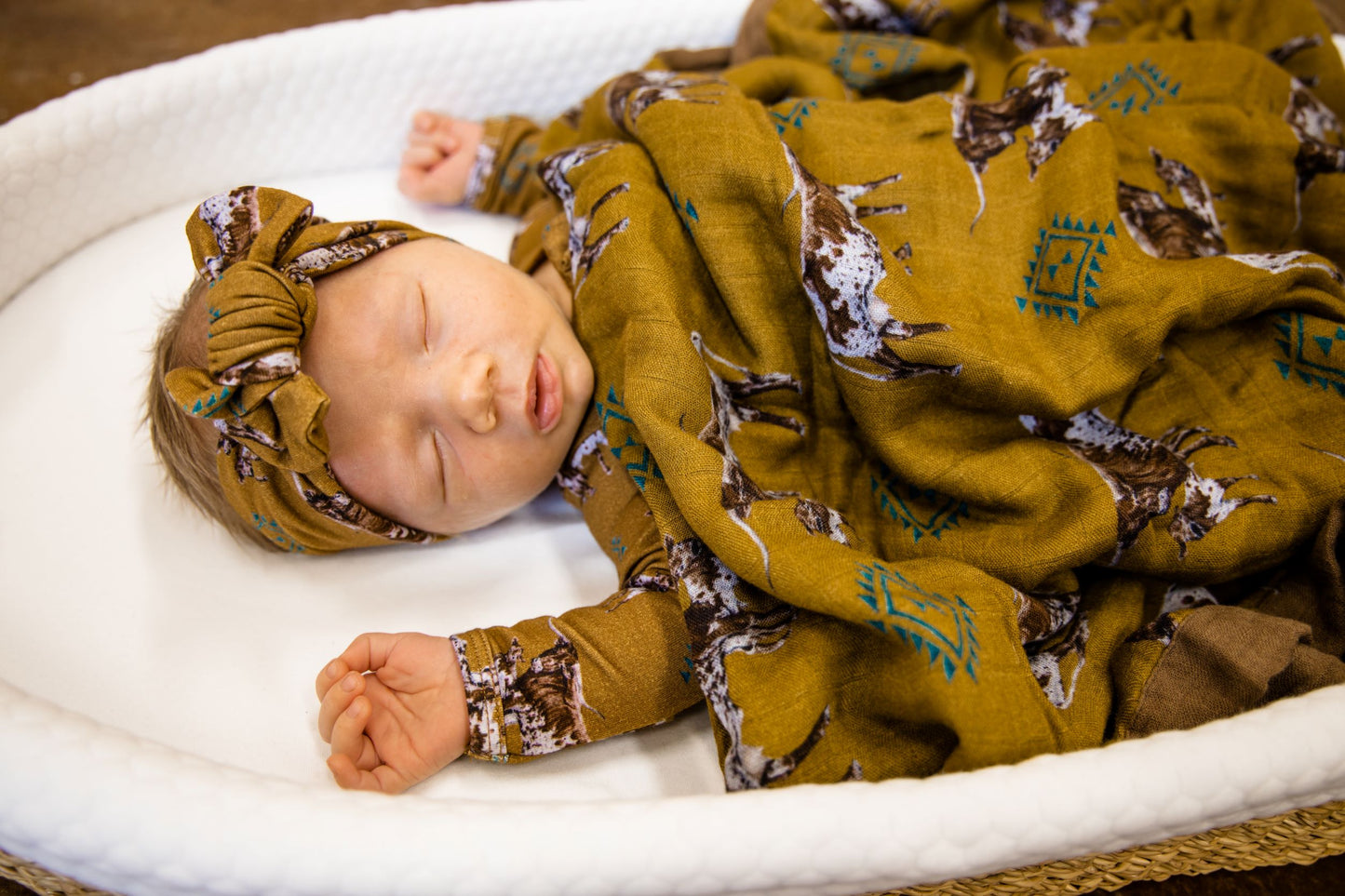 Southwest Longhorn Bamboo Muslin Blanket