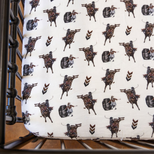 Bull Rider Bamboo Muslin Crib Sheet