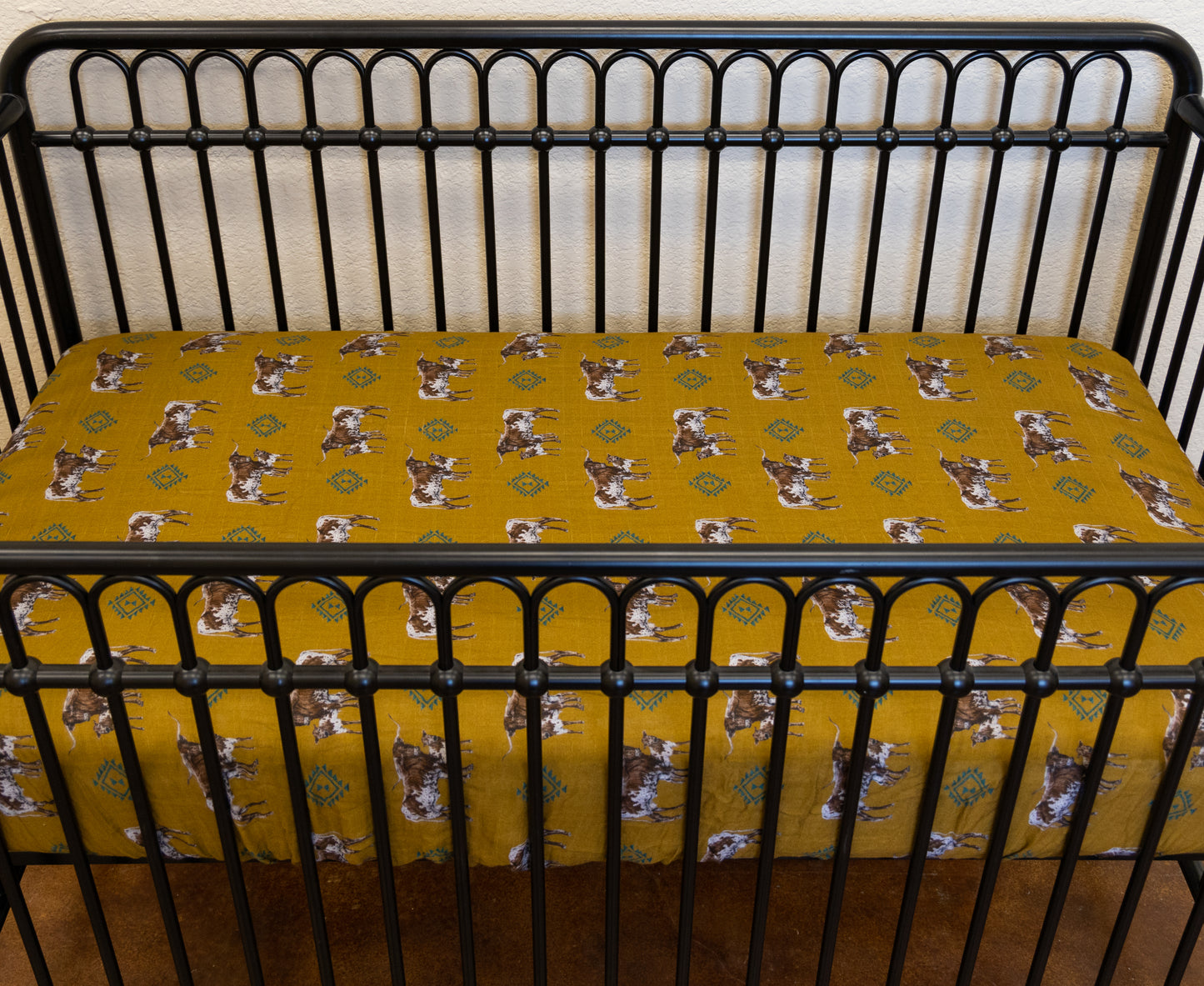 Southwest Longhorn Bamboo Muslin Crib Sheet