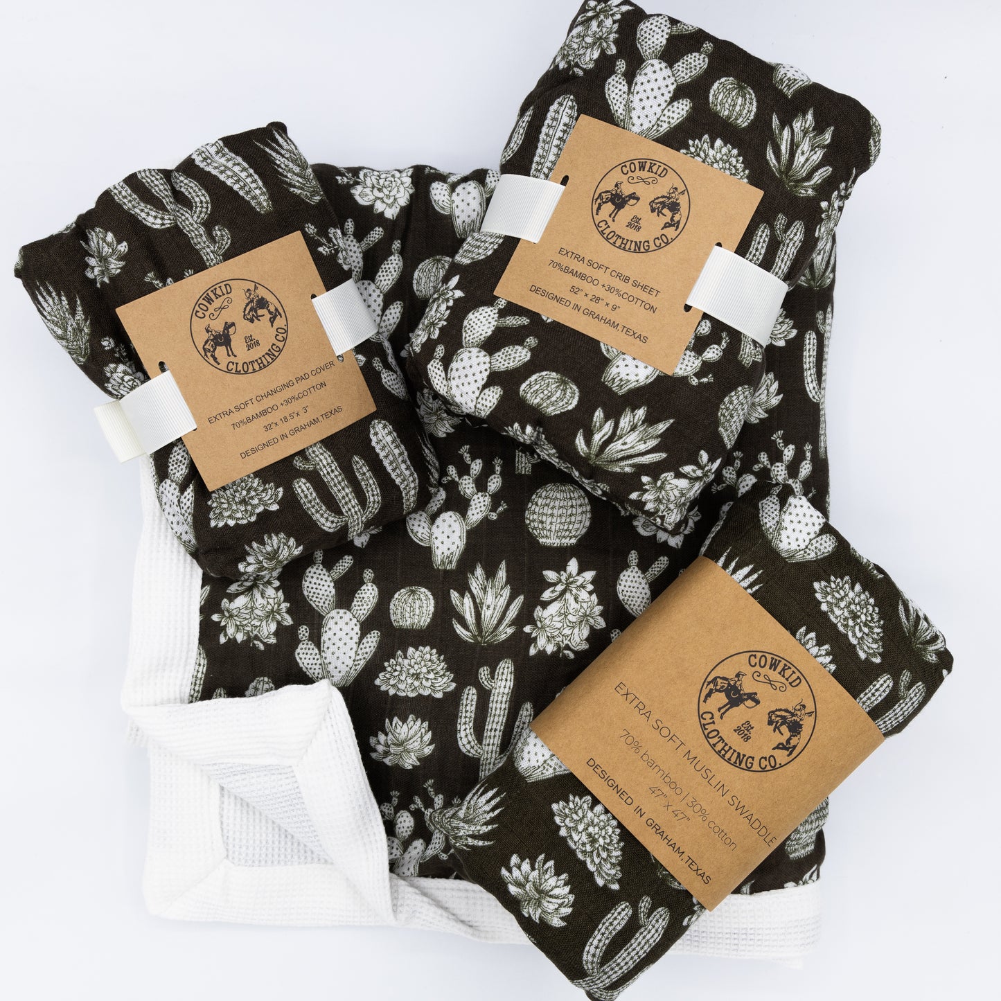 Vintage Cactus Bamboo Muslin/Waffle Blanket