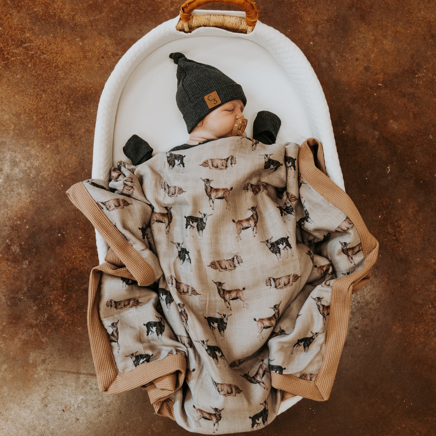 Goat Bamboo Muslin/Waffle Blanket
