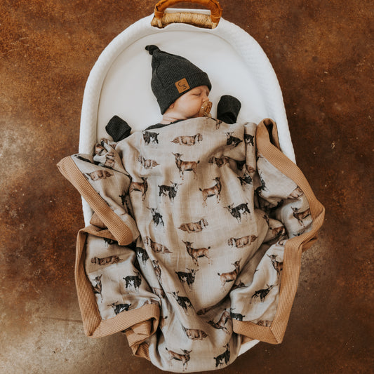 Goat Bamboo Muslin/Waffle Blanket