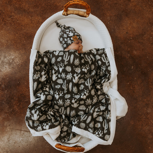 Vintage Cactus Bamboo Muslin/Waffle Blanket