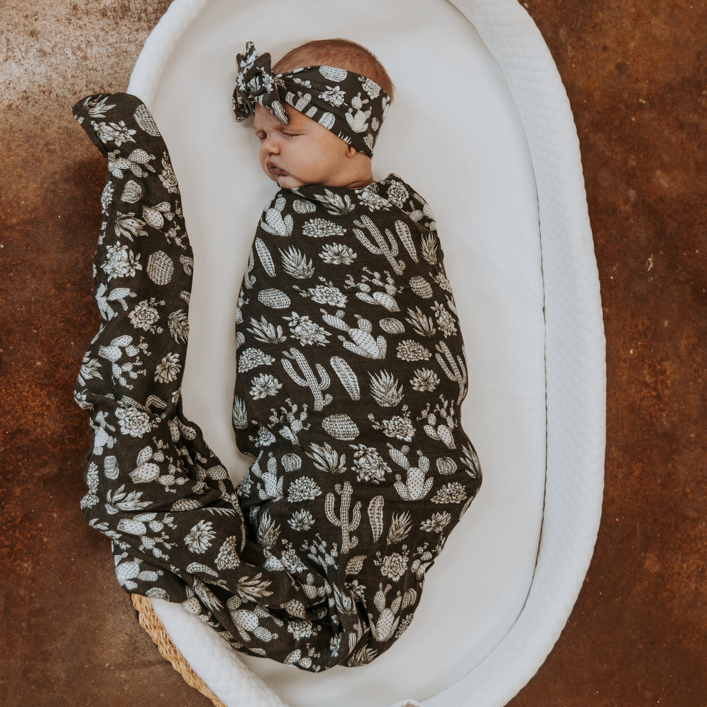 Vintage Cactus Bamboo Muslin Swaddle