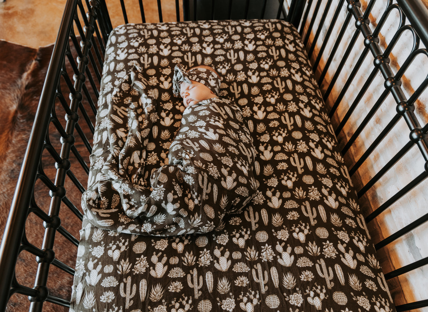 Vintage Cactus Bamboo Muslin Swaddle